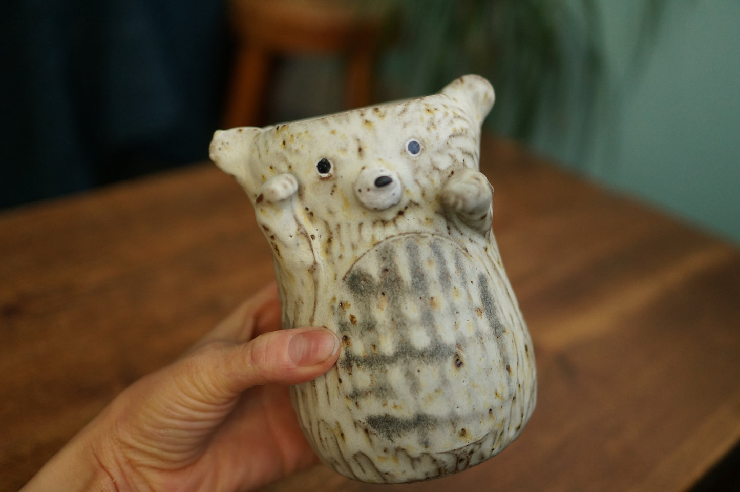 Textured White Bear Vase