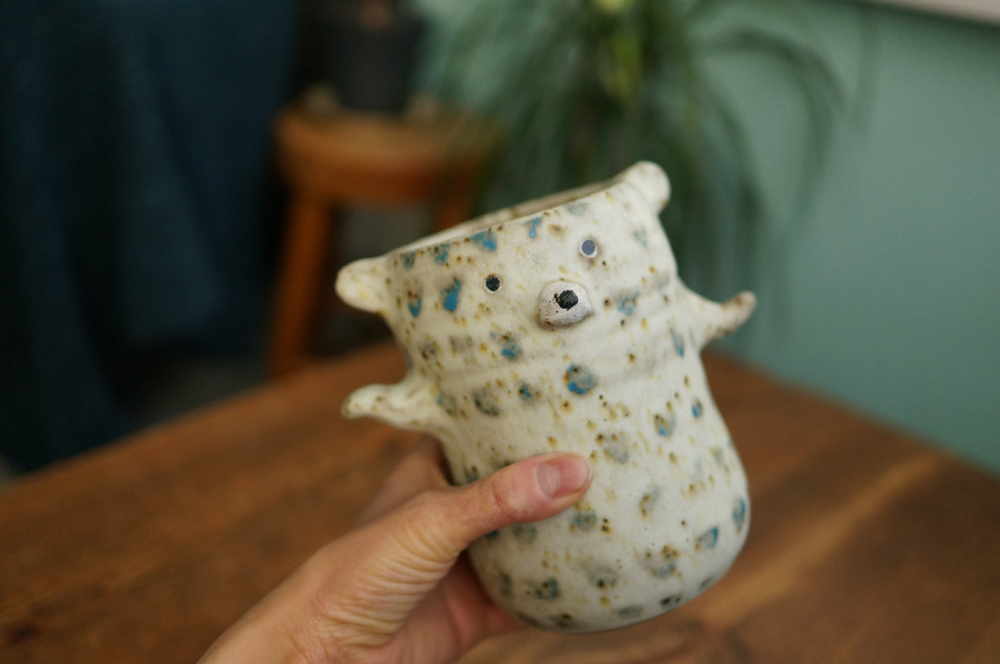White Dotted Bear Vase