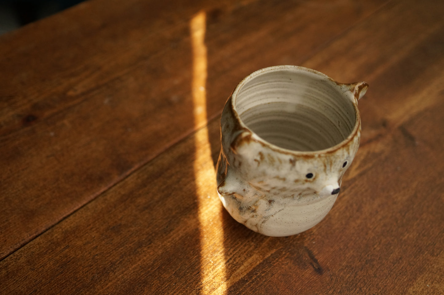 Brownish White Textured Bear Cup