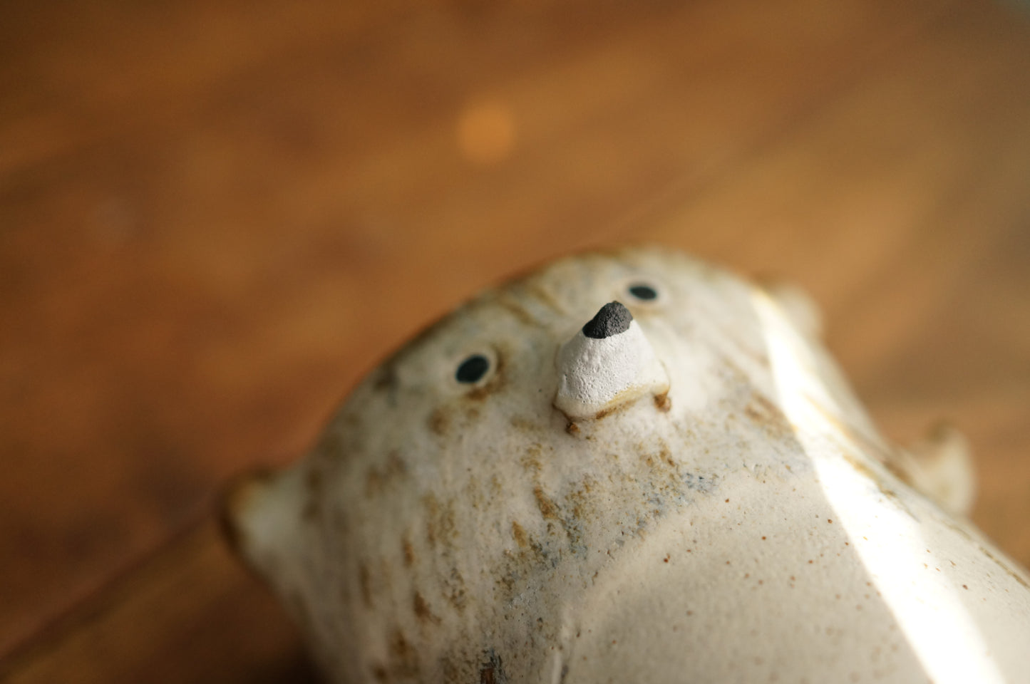 Brownish White Textured Bear Cup