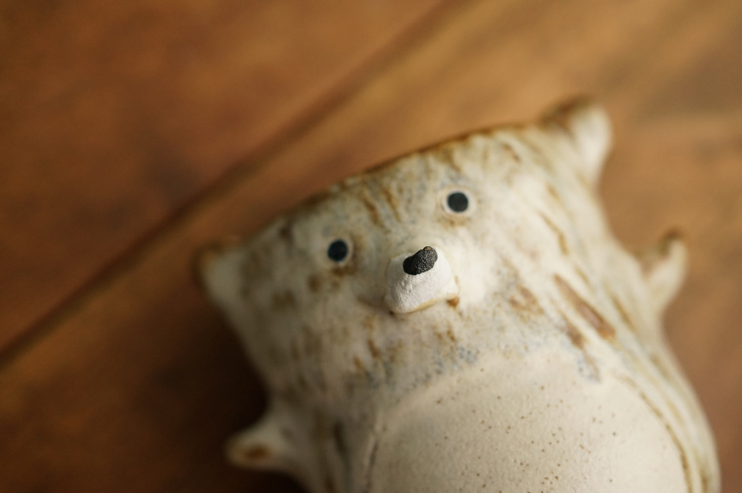 Brownish White Textured Bear Cup