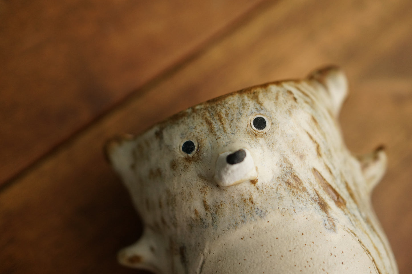 Brownish White Textured Bear Cup