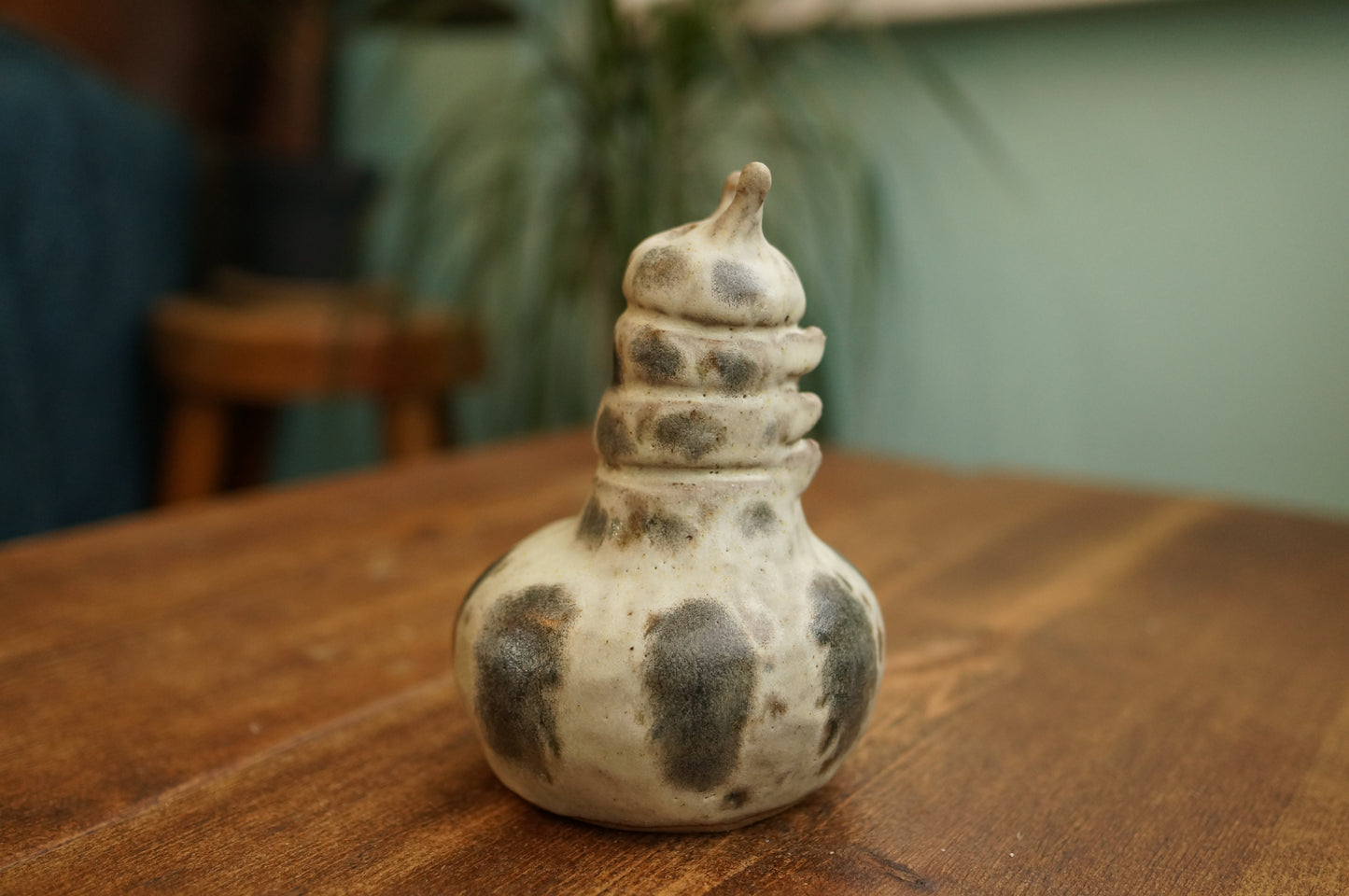 Handbuilt White Caterpillar Vase