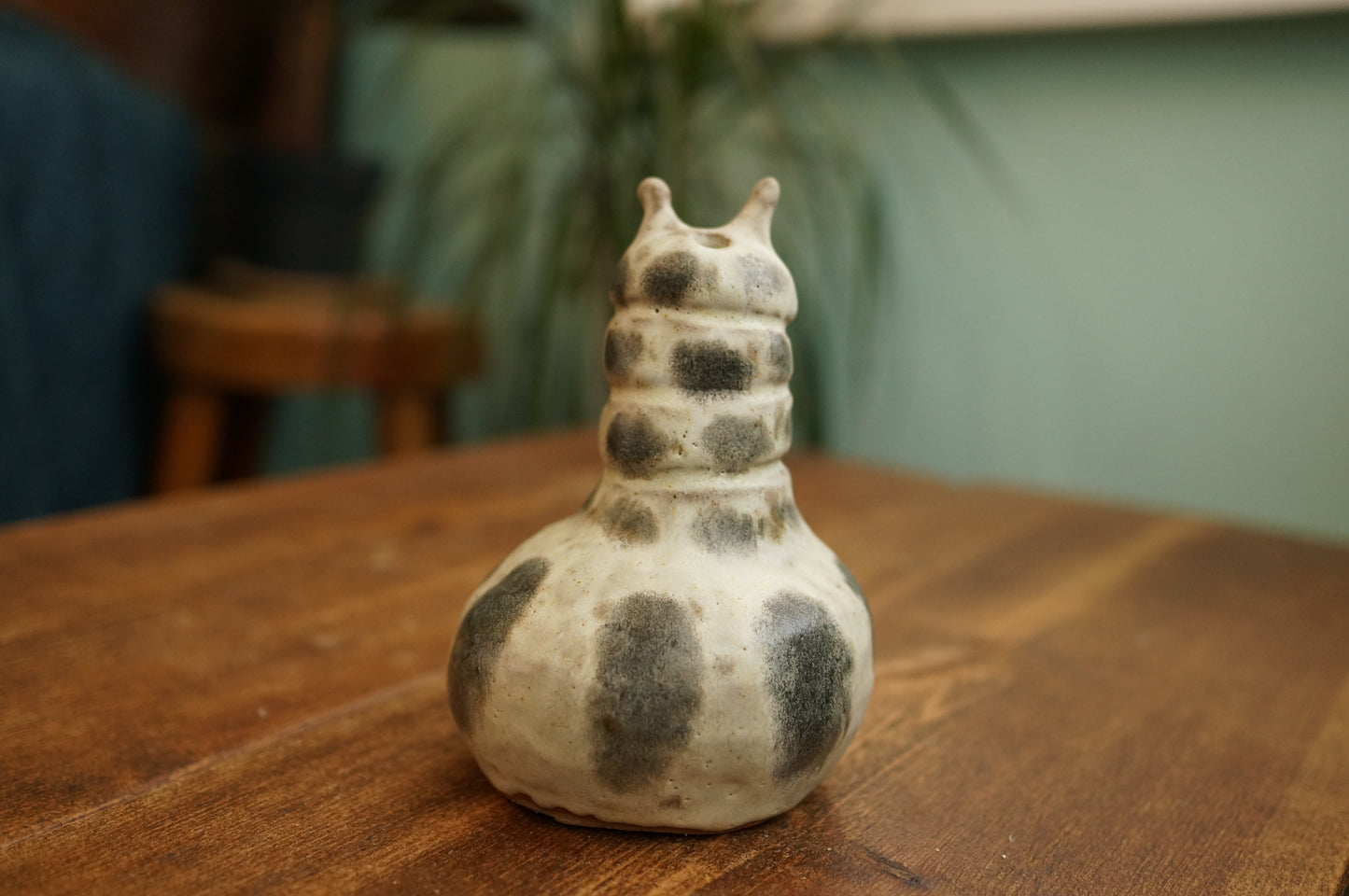 Handbuilt White Caterpillar Vase