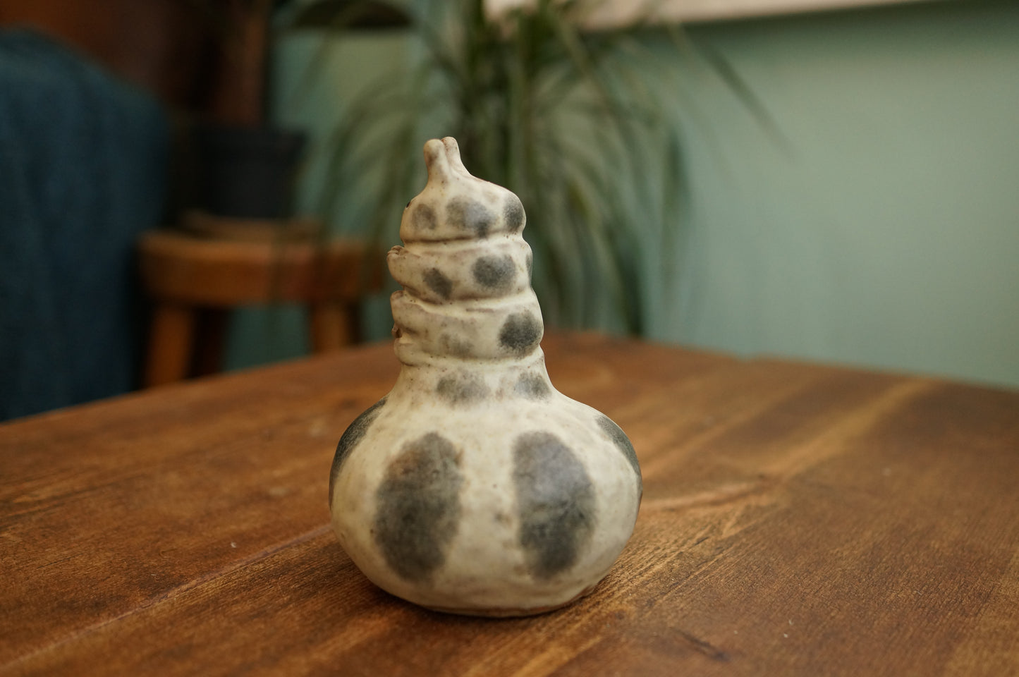Handbuilt White Caterpillar Vase