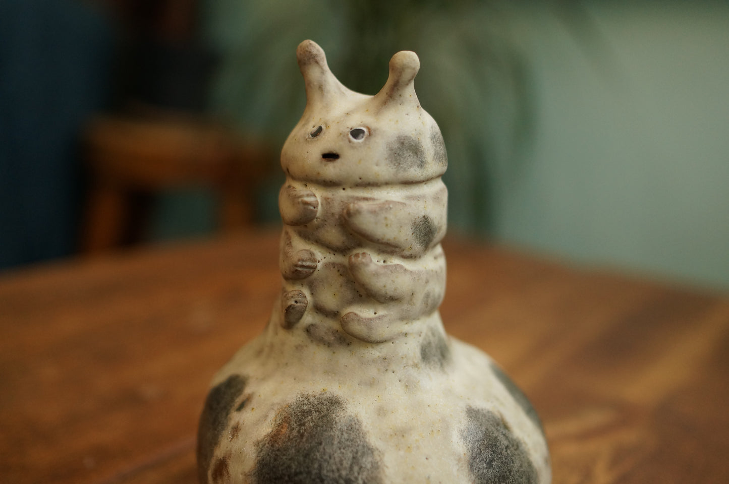 Handbuilt White Caterpillar Vase