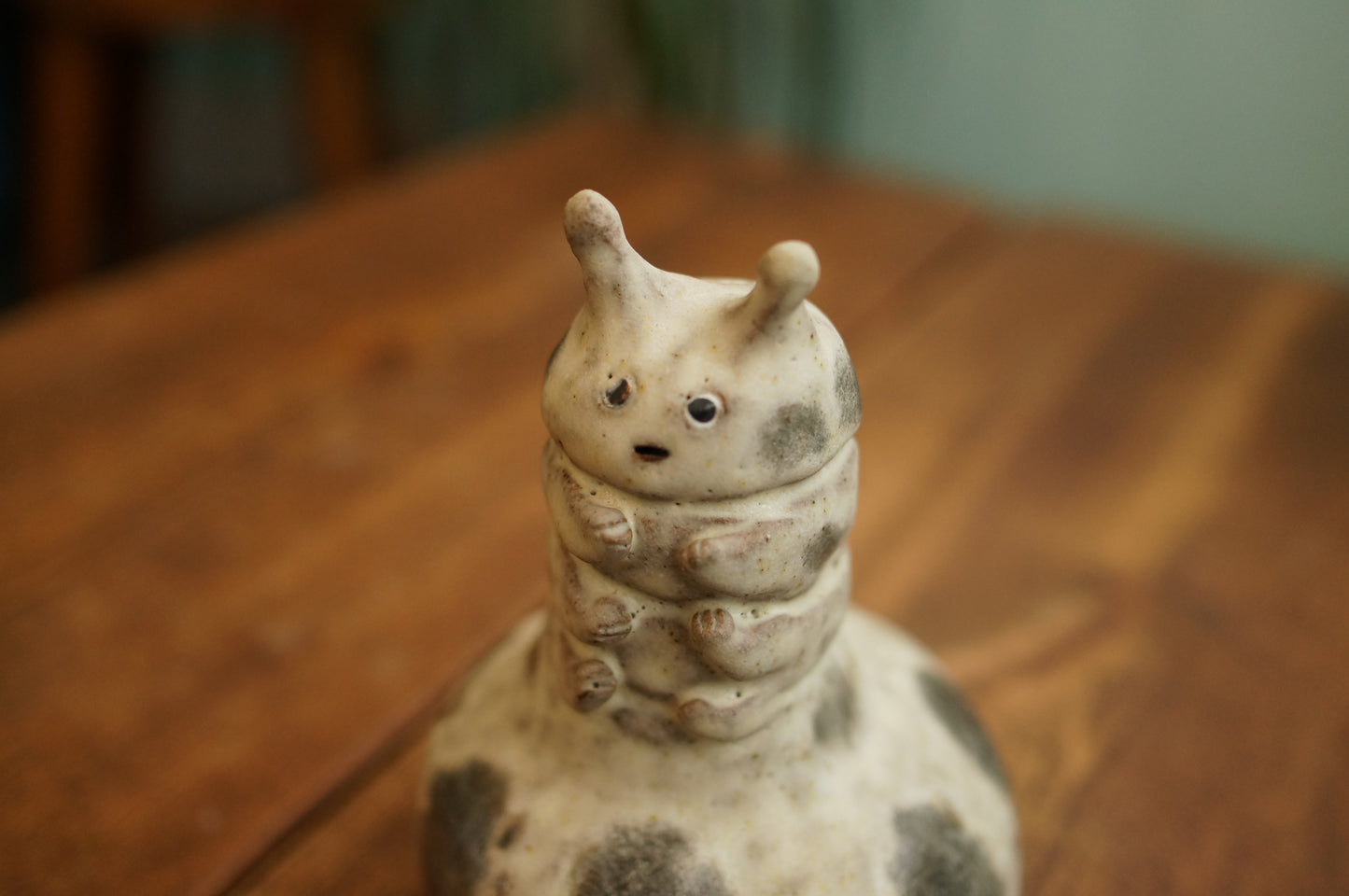 Handbuilt White Caterpillar Vase