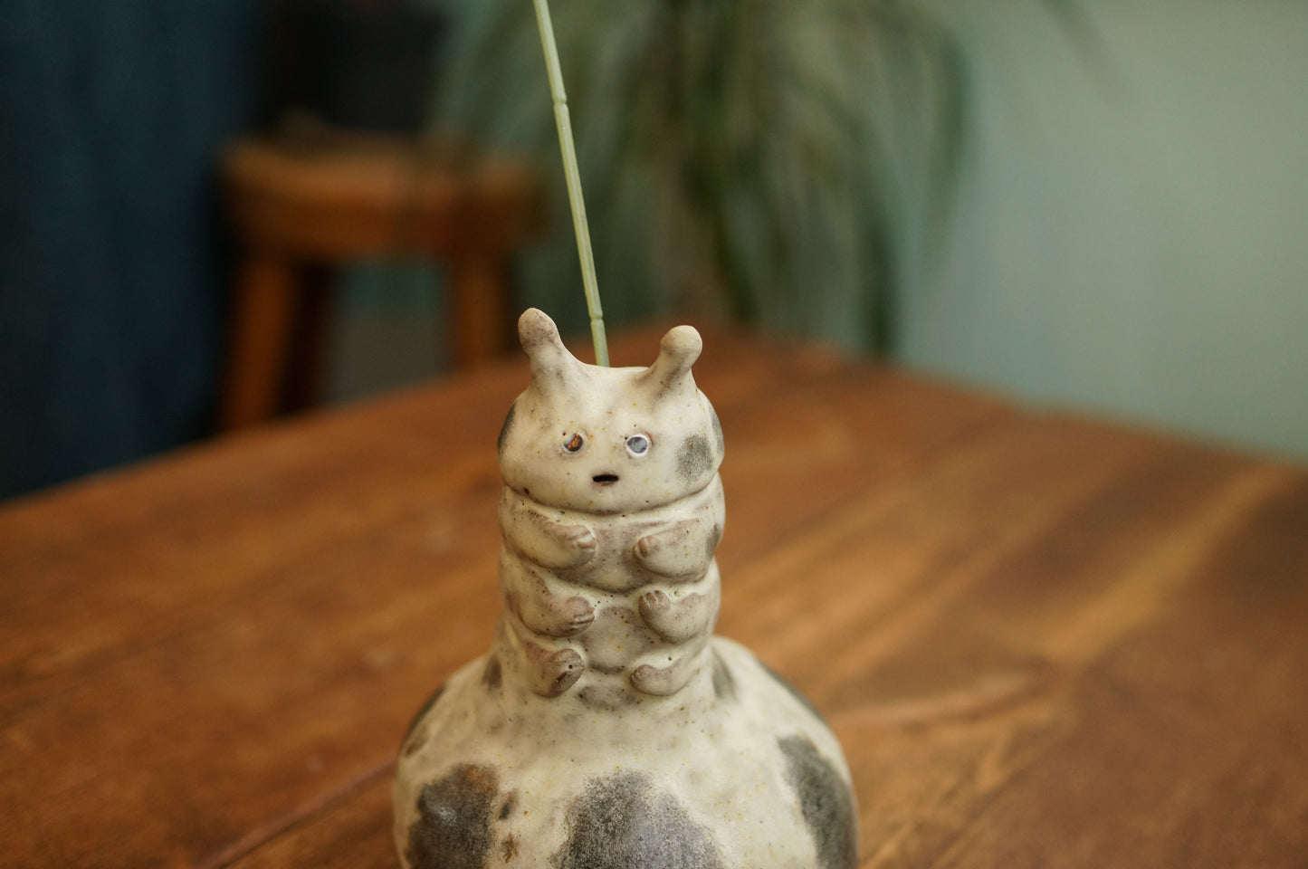 Handbuilt White Caterpillar Vase