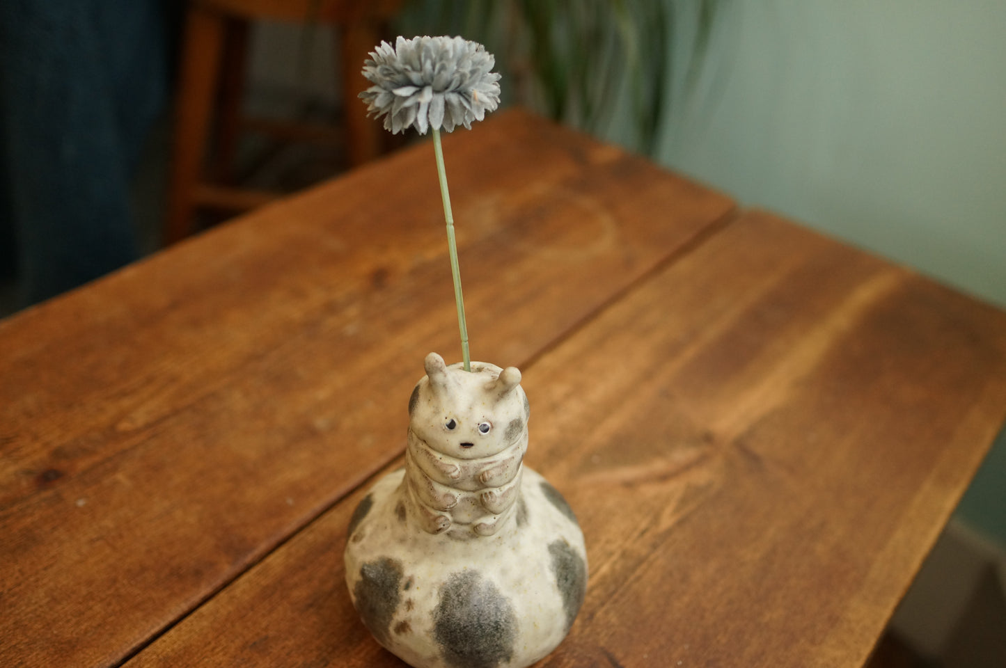 Handbuilt White Caterpillar Vase
