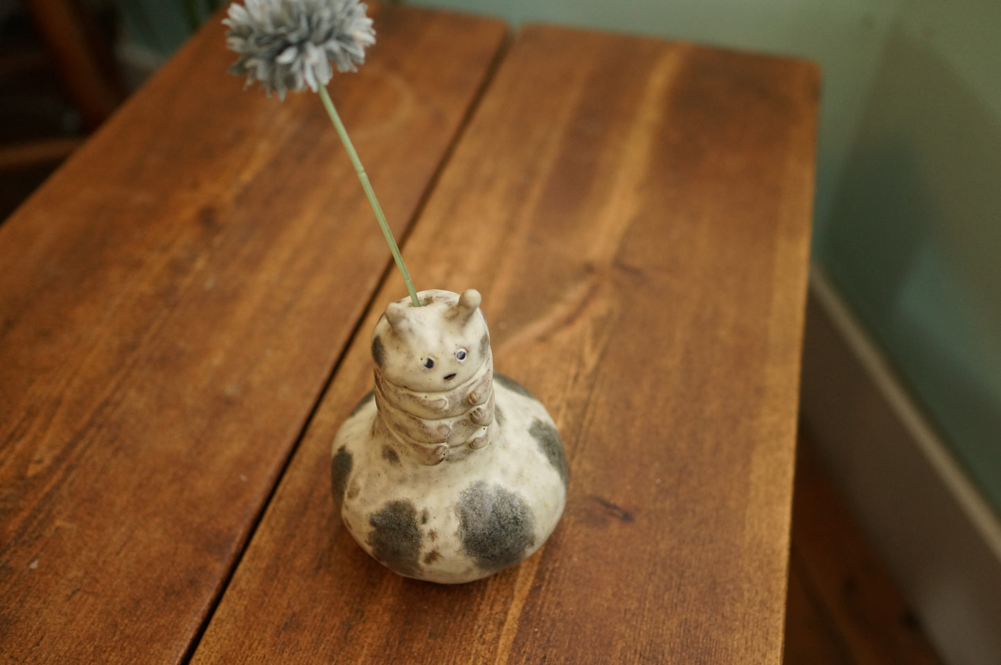 Handbuilt White Caterpillar Vase