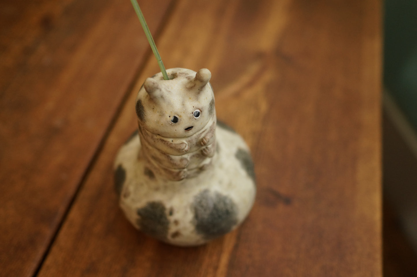 Handbuilt White Caterpillar Vase
