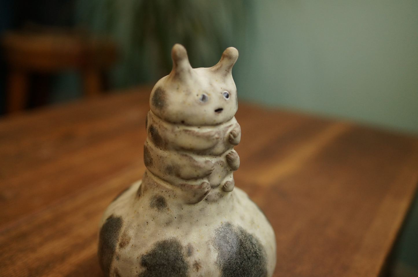 Handbuilt White Caterpillar Vase