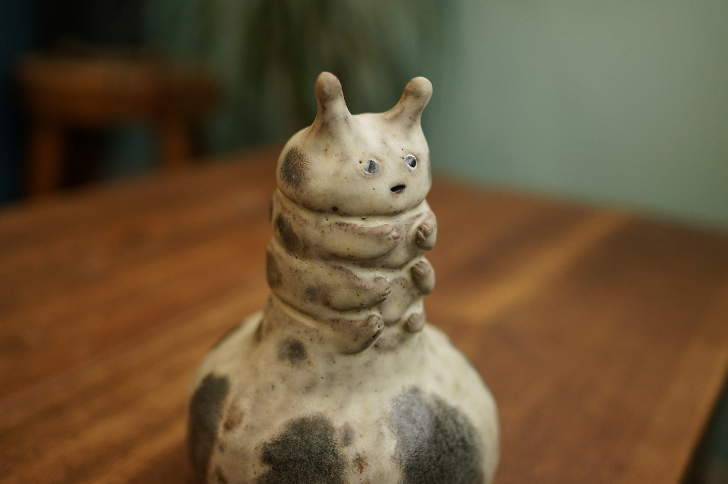 Handbuilt White Caterpillar Vase