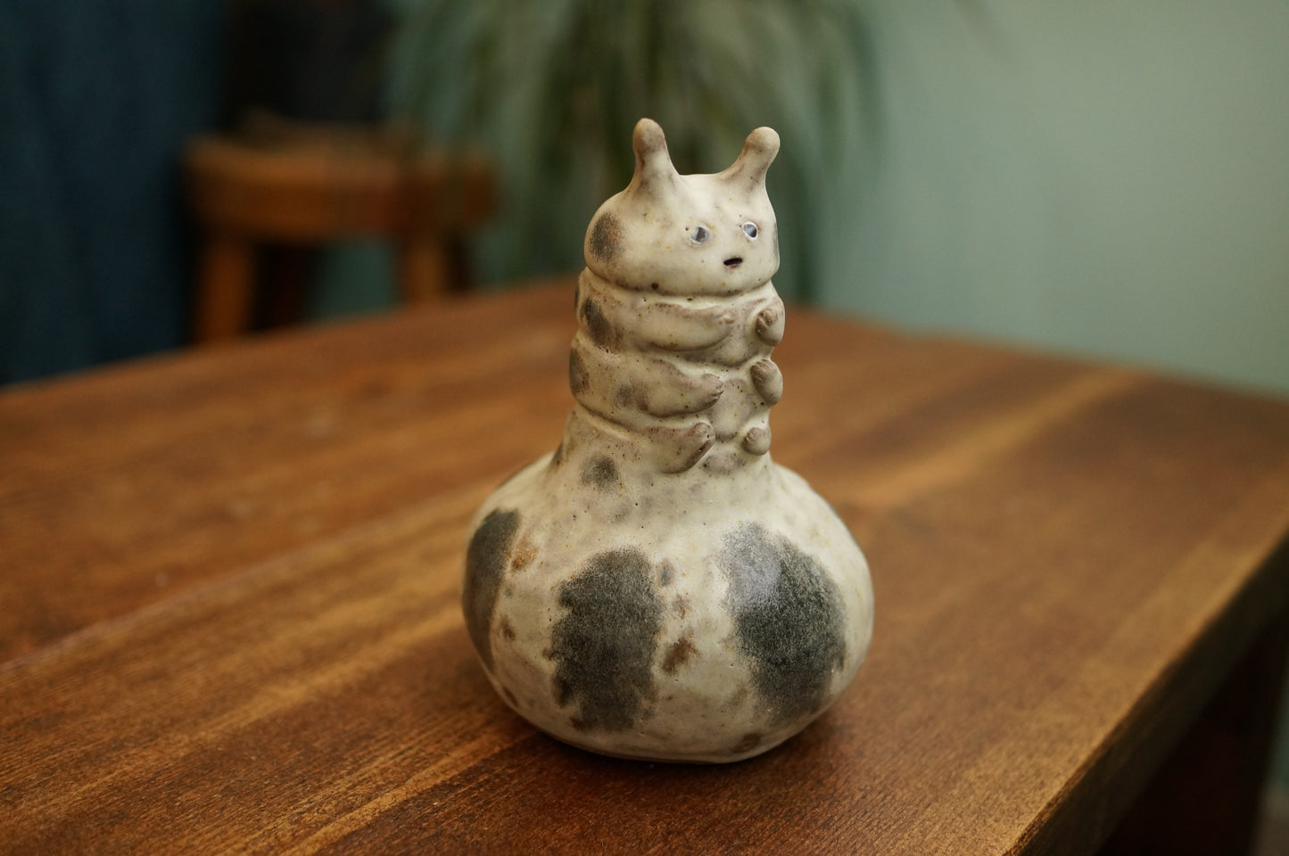 Handbuilt White Caterpillar Vase