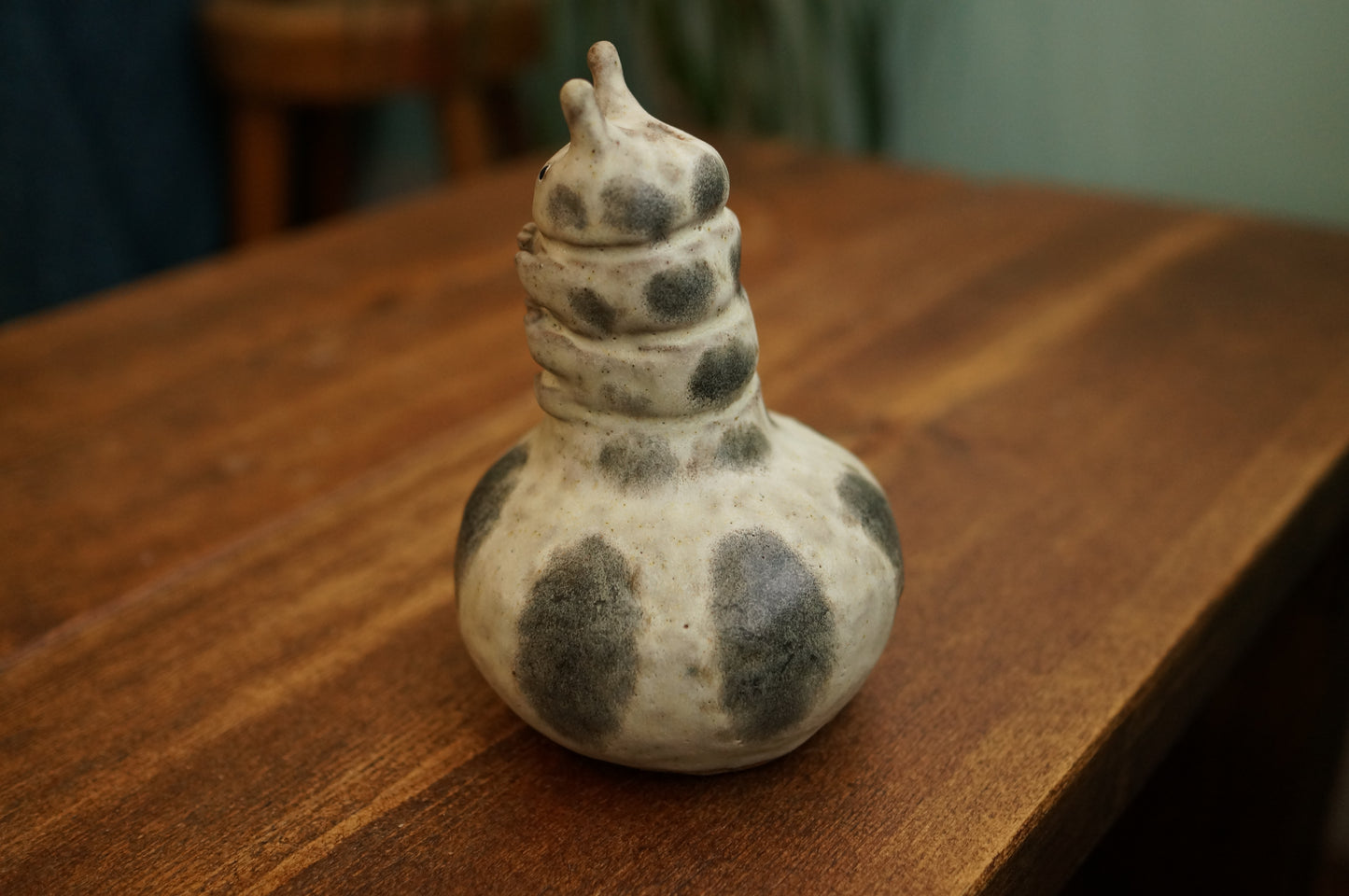 Handbuilt White Caterpillar Vase