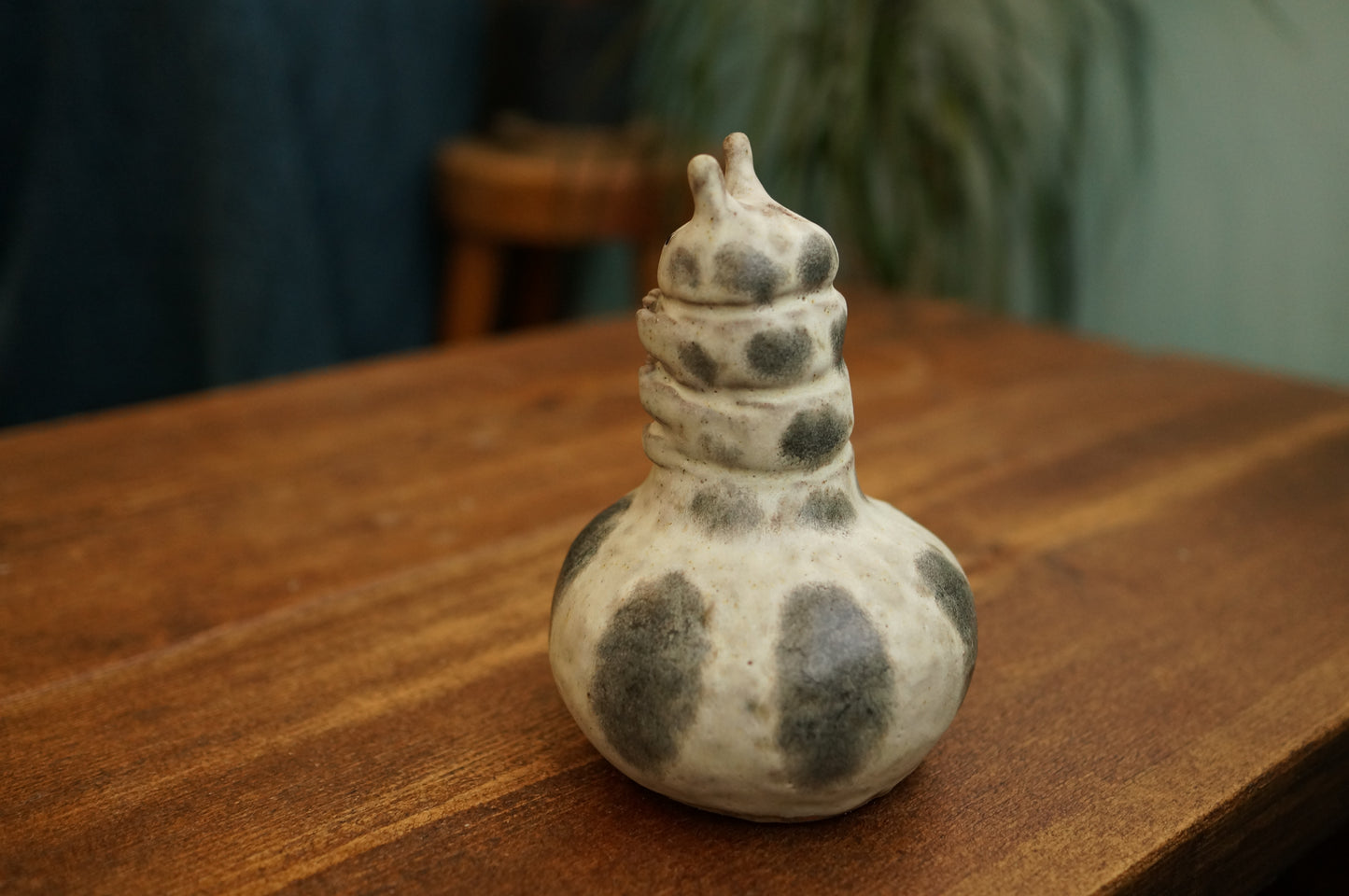 Handbuilt White Caterpillar Vase