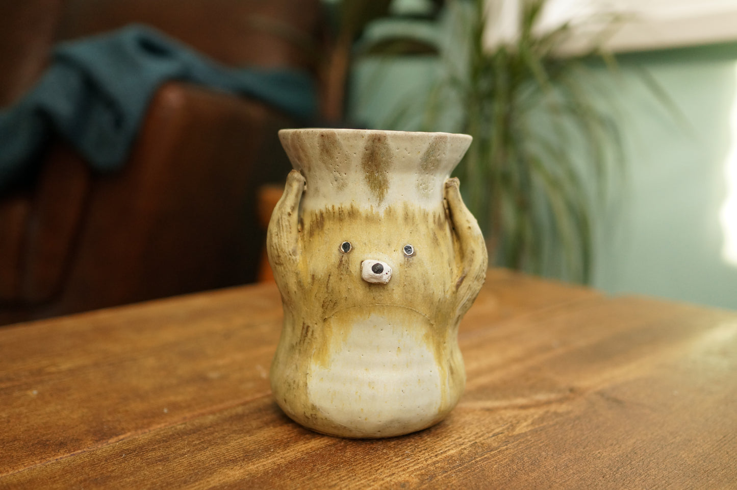 Matt Brown Bear Vase