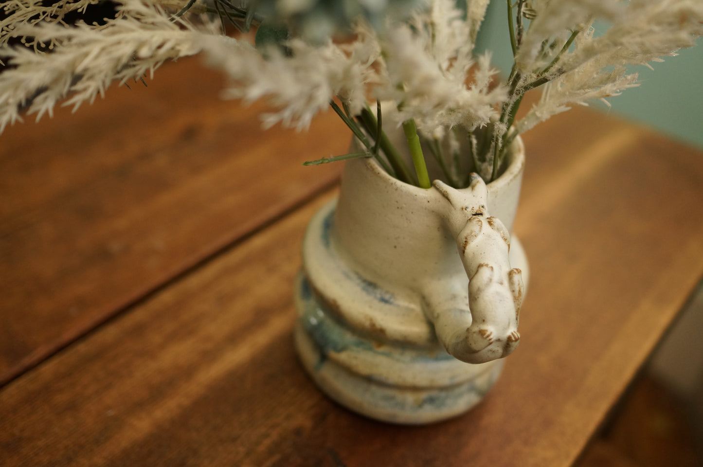 White Caterpillar Jug Vase