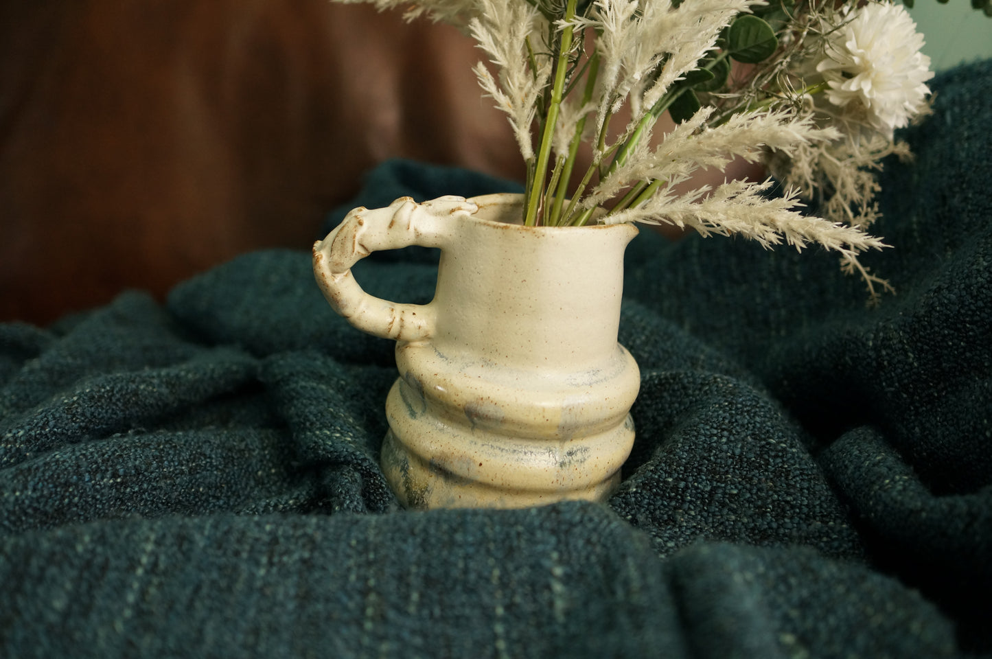 White Caterpillar Jug Vase