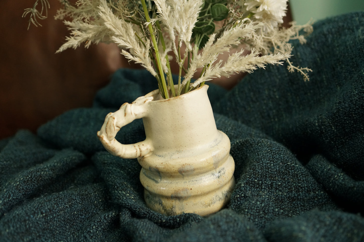 White Caterpillar Jug Vase