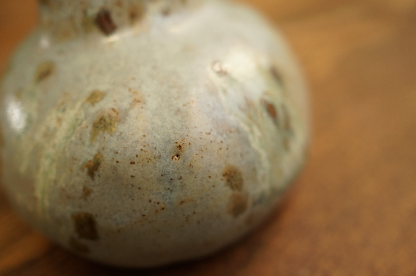 Handbuilt Grey Green Caterpillar Vase