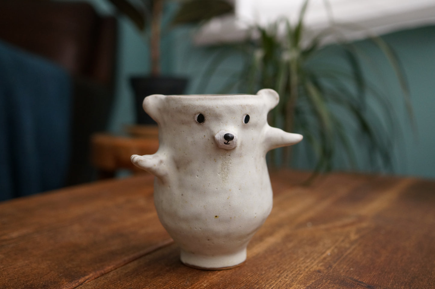 Handbuilt Dancing Polar Bear Cup