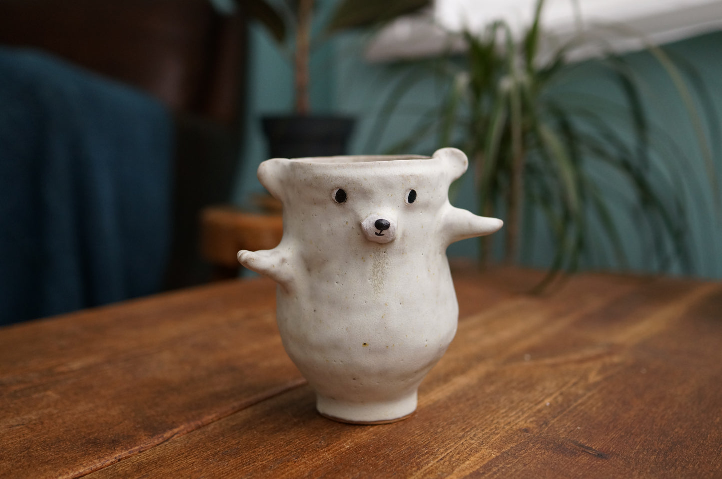 Handbuilt Dancing Polar Bear Cup
