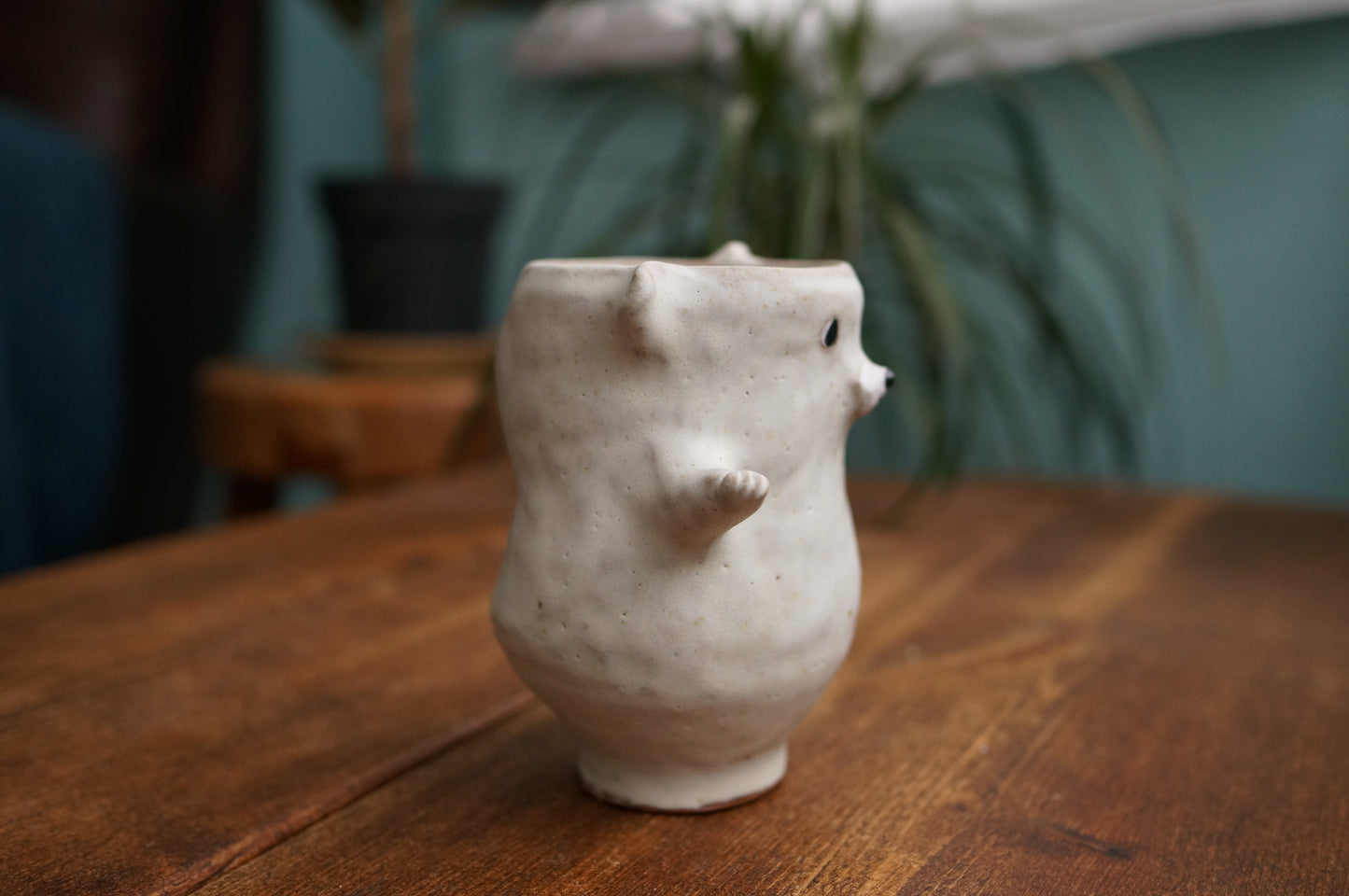 Handbuilt Dancing Polar Bear Cup