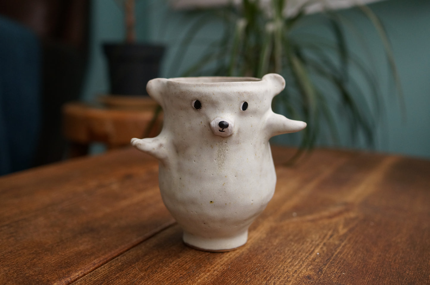 Handbuilt Dancing Polar Bear Cup