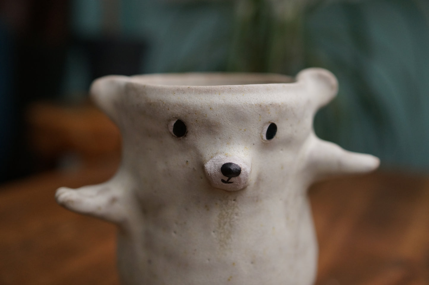 Handbuilt Dancing Polar Bear Cup