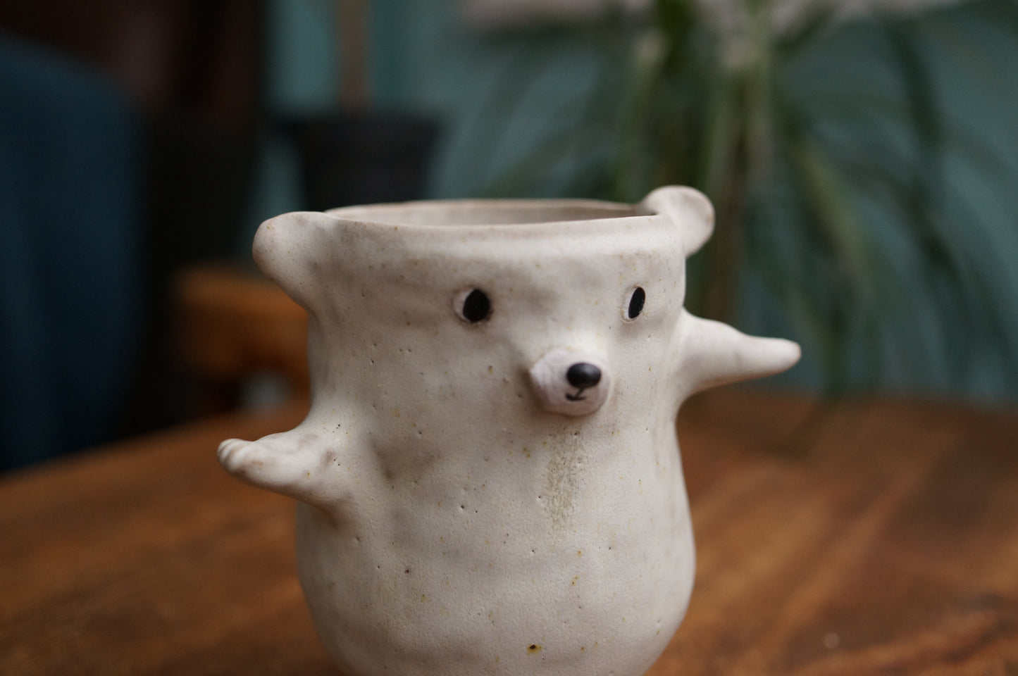 Handbuilt Dancing Polar Bear Cup