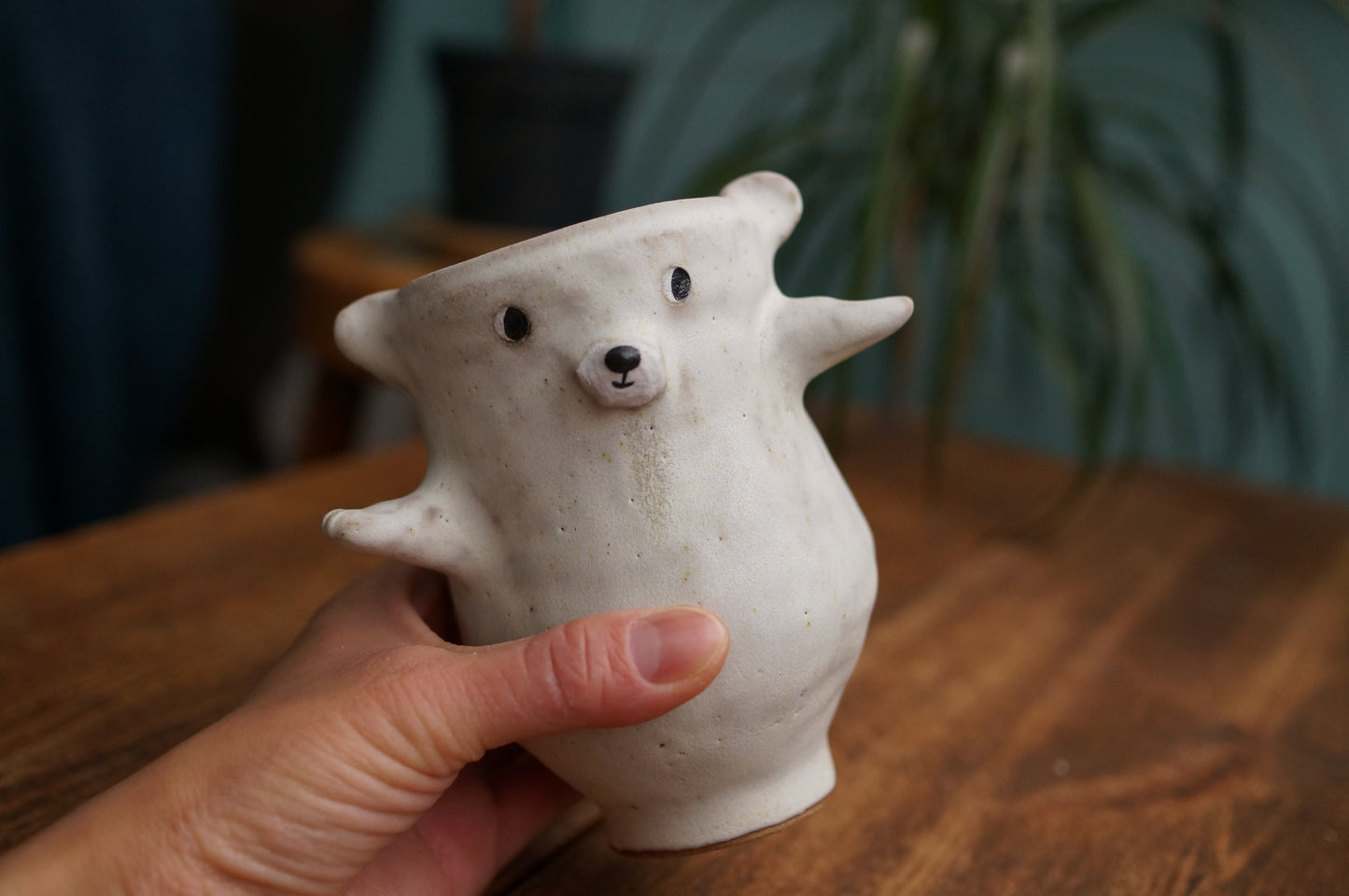 Handbuilt Dancing Polar Bear Cup
