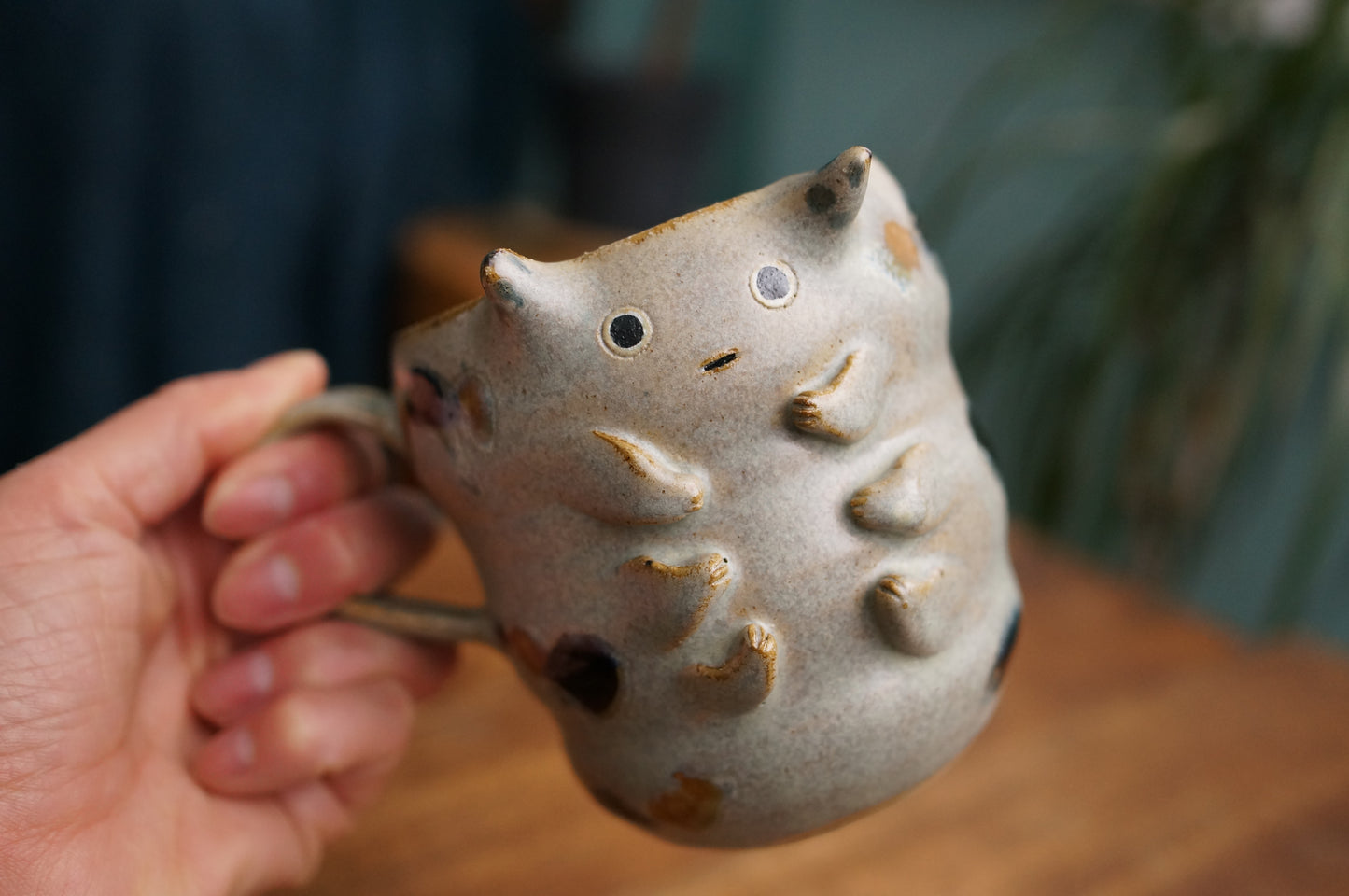 Grey Green Caterpillar Mug