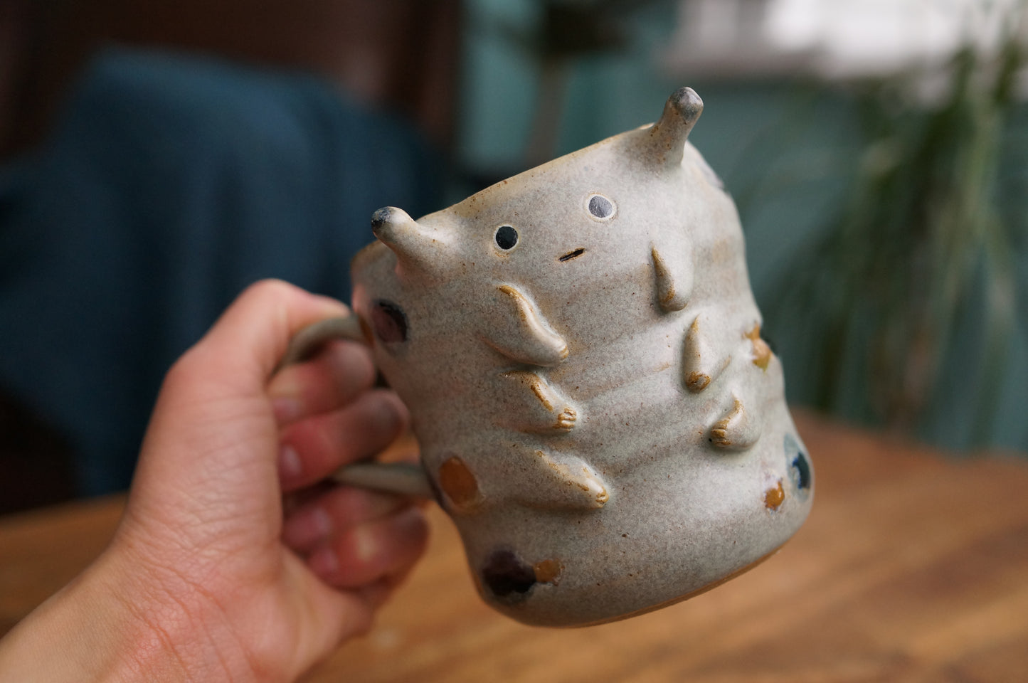 Grey Green Caterpillar Mug
