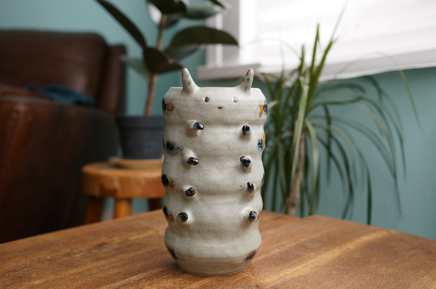 Grey Green Caterpillar Vase