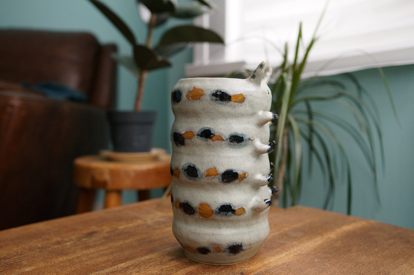 Grey Green Caterpillar Vase