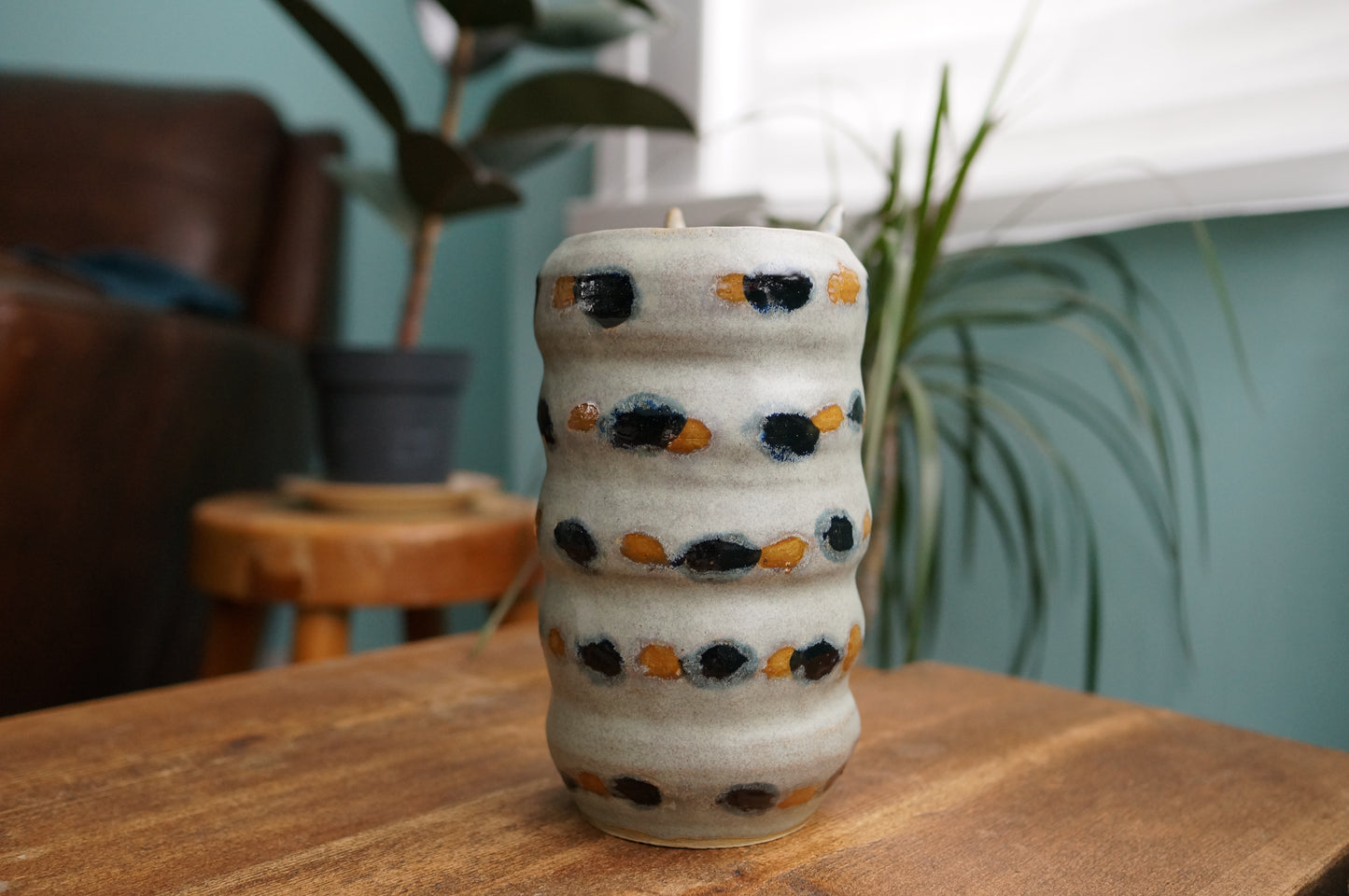 Grey Green Caterpillar Vase