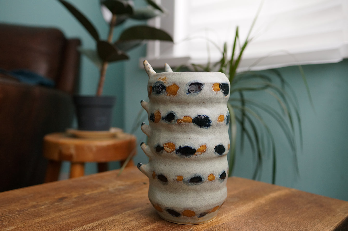 Grey Green Caterpillar Vase