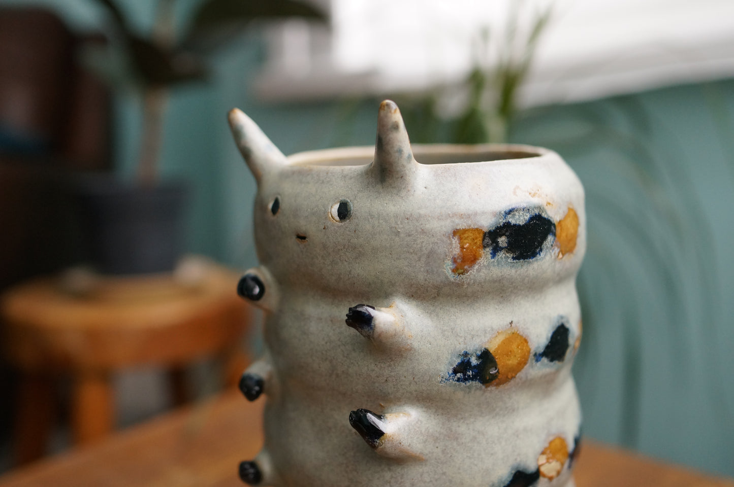 Grey Green Caterpillar Vase