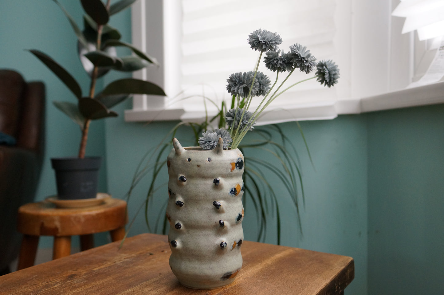 Grey Green Caterpillar Vase