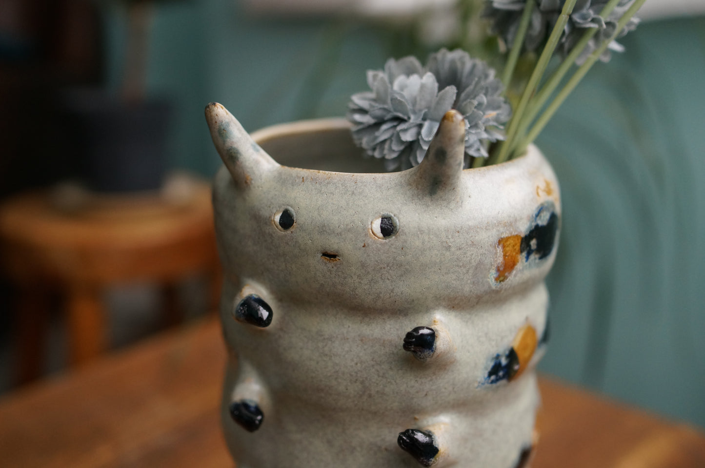 Grey Green Caterpillar Vase