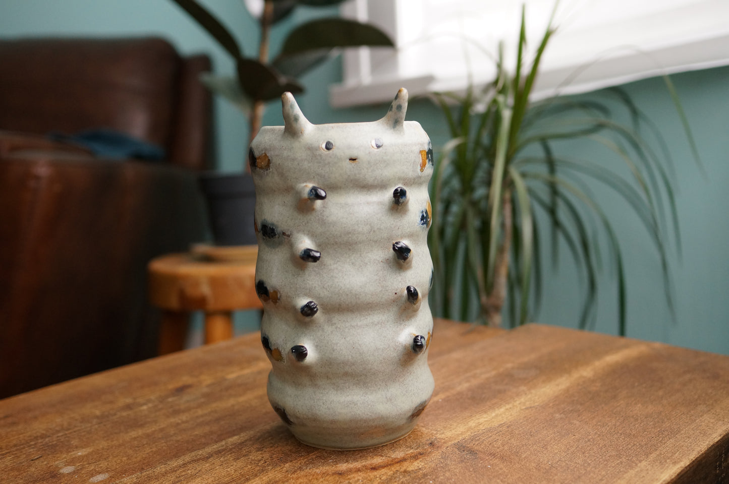 Grey Green Caterpillar Vase