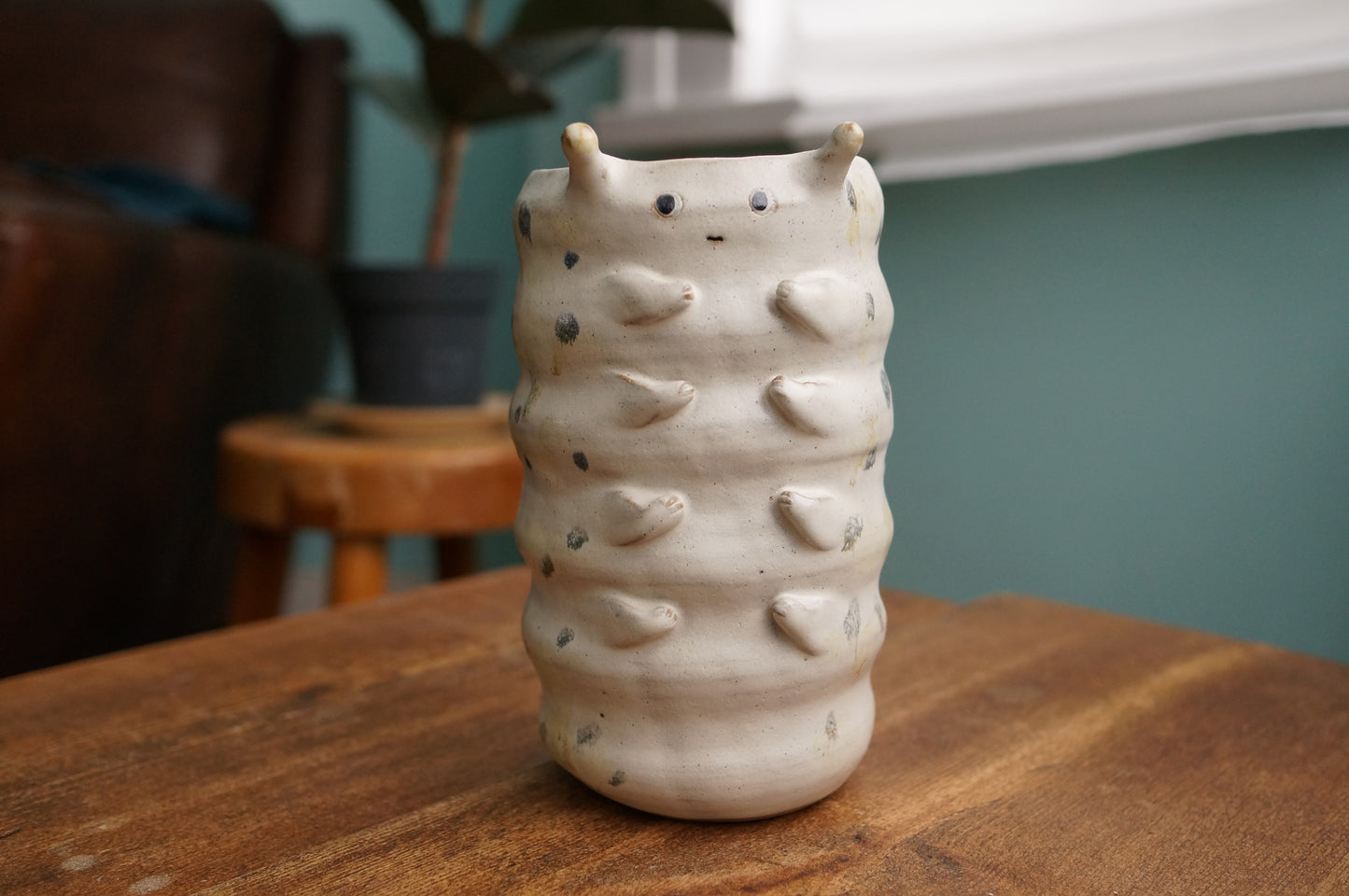 Satin White Caterpillar Vase