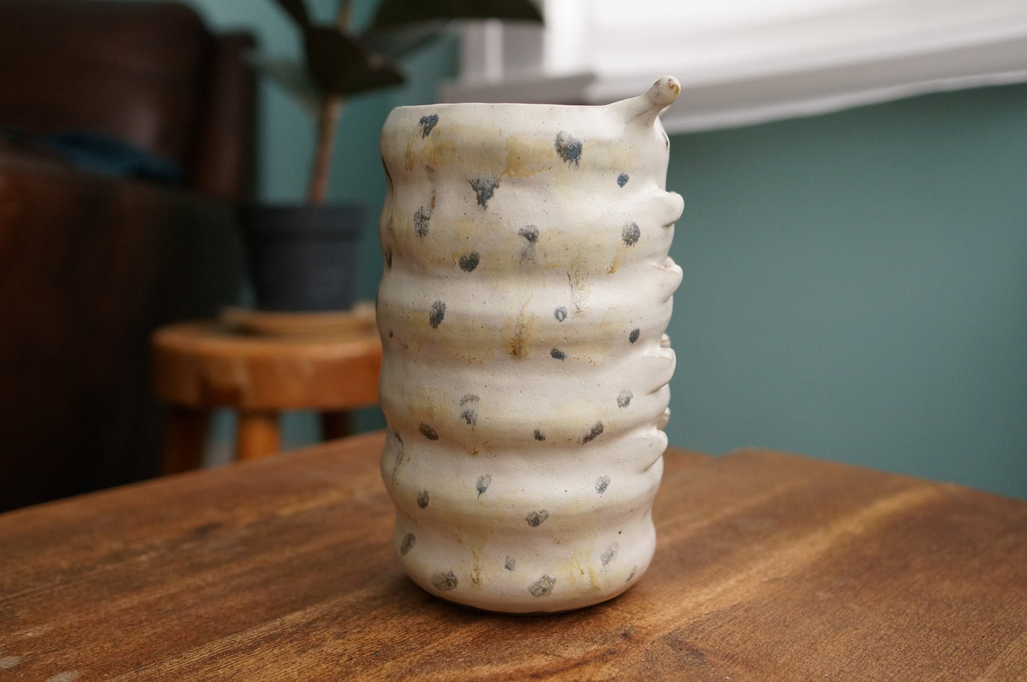Satin White Caterpillar Vase