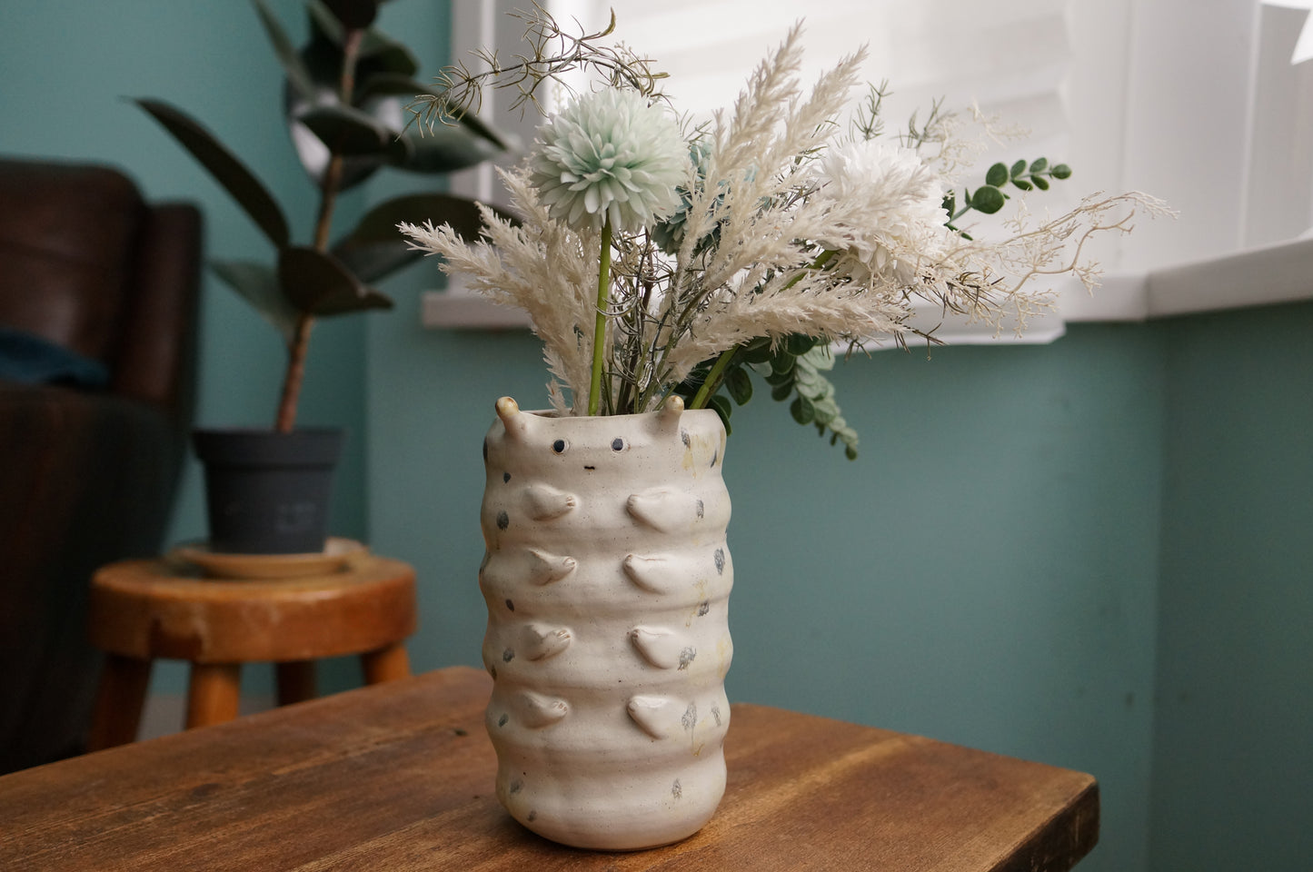 Satin White Caterpillar Vase