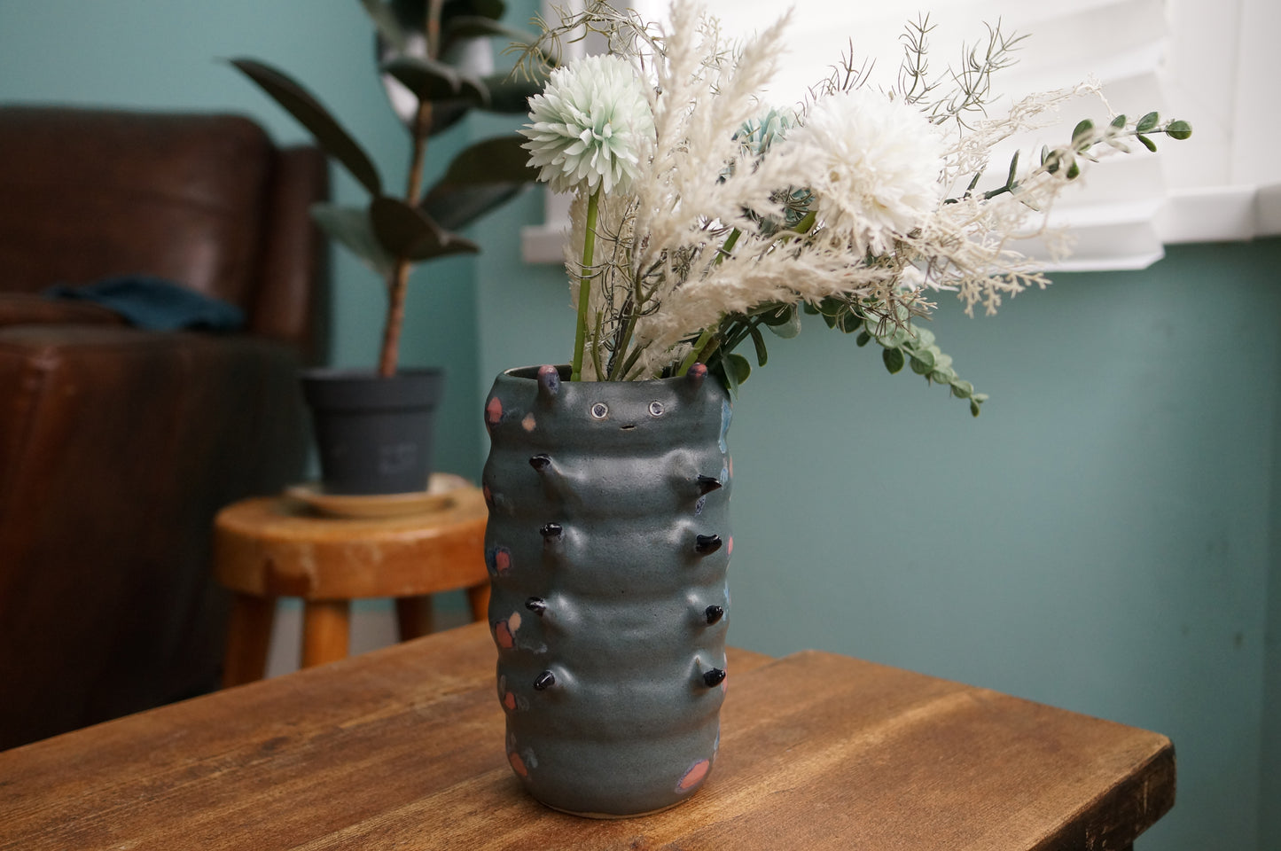 Blue Caterpillar Vase