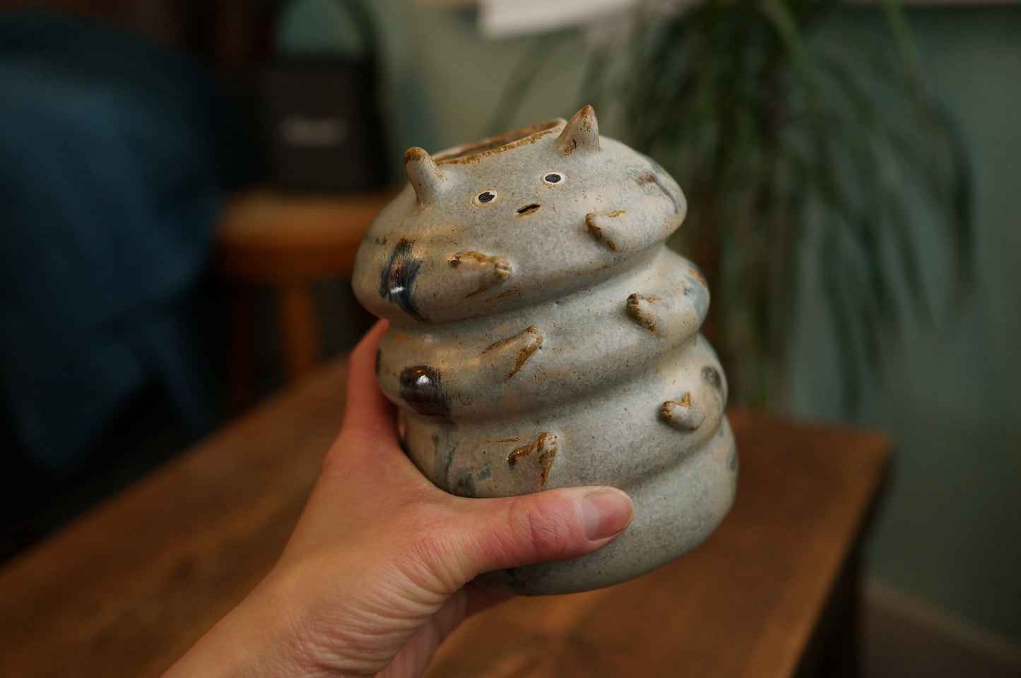 Grey Green Caterpillar Vase