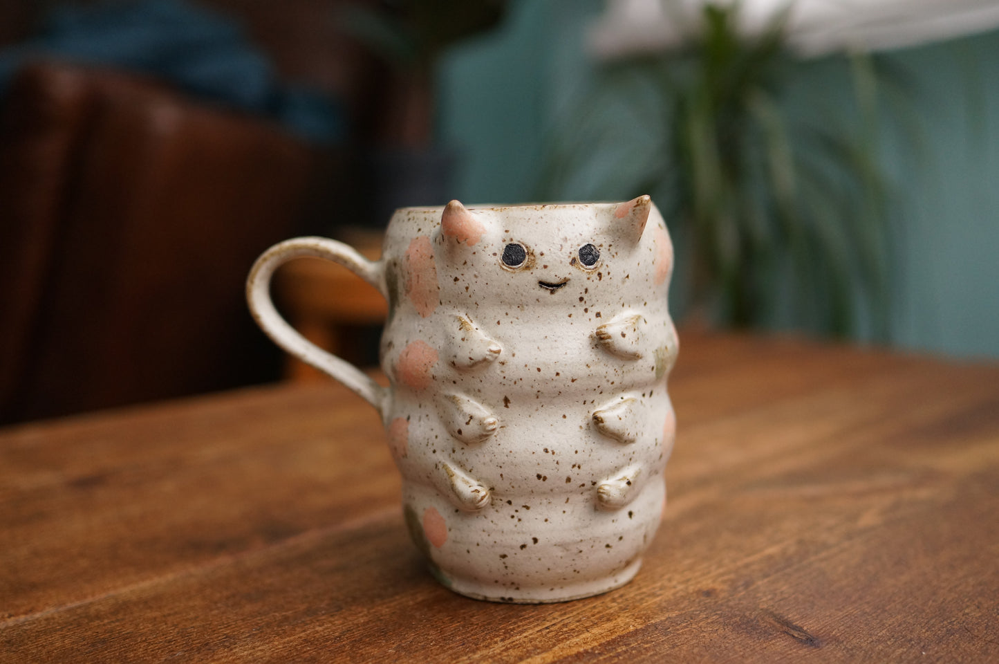 Cream White Caterpillar Mug