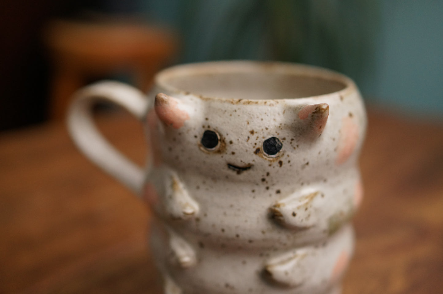 Cream White Caterpillar Mug