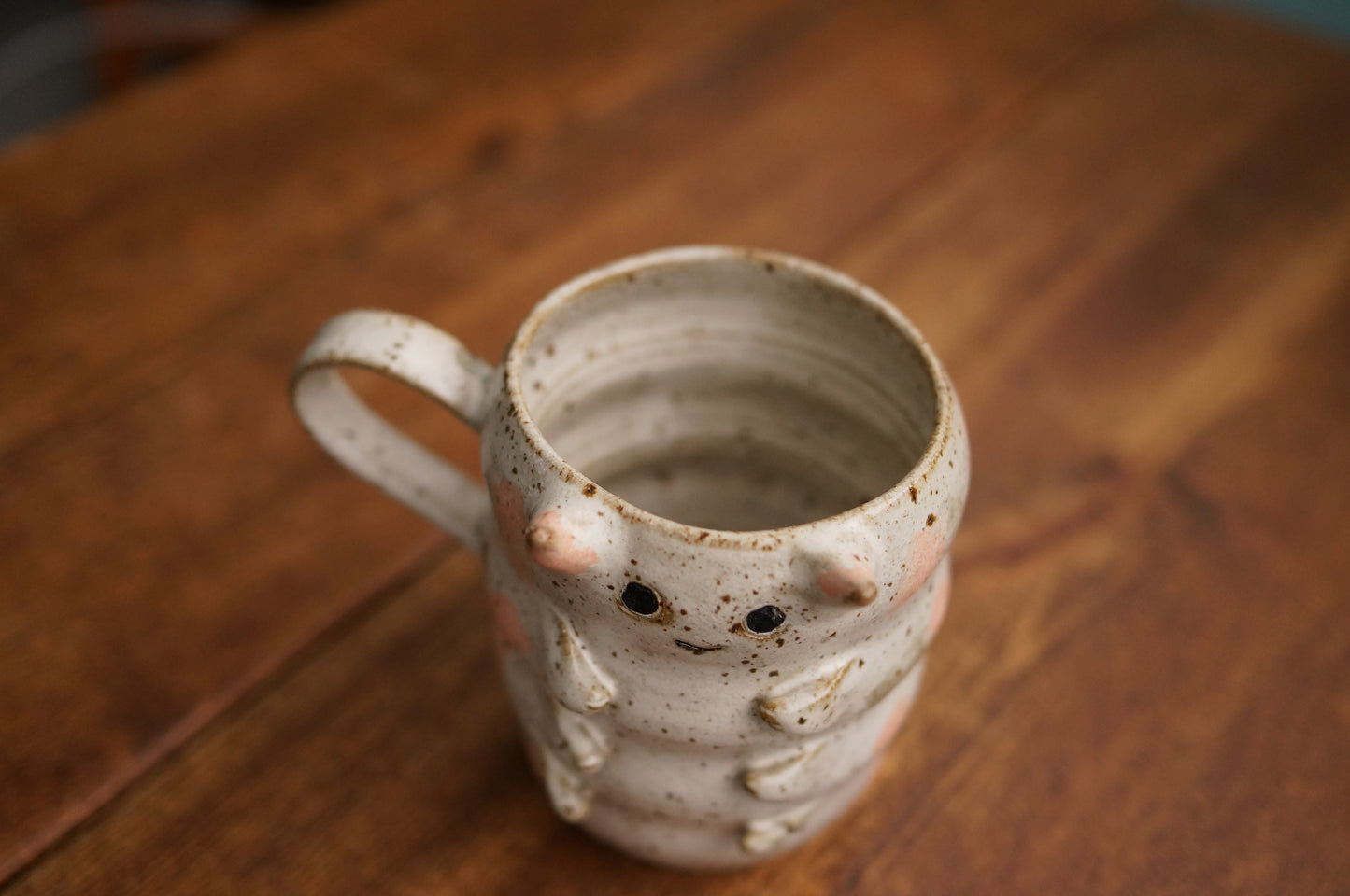 Cream White Caterpillar Mug